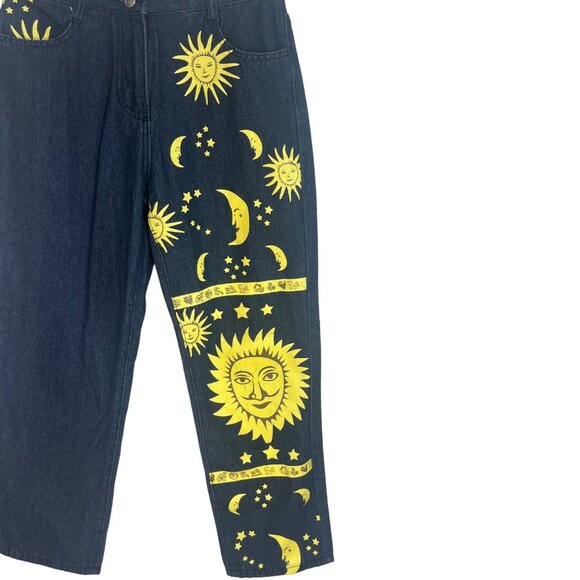 Sun Moon Star Jeans Womens Medium Dark Wash Womens Fun Whimsical - Picture 5 of 8